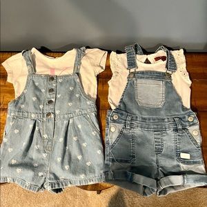 Baby girl CK/Seven denim shortalls and matching  shirt.
